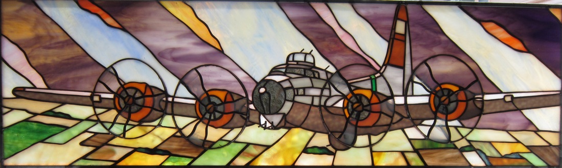 Spectrum stained glass B-17 Dassel, MN custom design